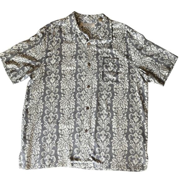 Island Republic Mens XL Hawaiian Short Sleeve Button Up Paisley Gray/Cream - Picture 1 of 4